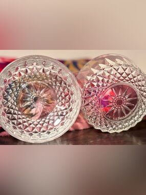 Vintage Arcoroc France Diamond Cut Glass Bowls - Set of 2